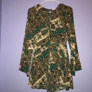 Paisley long sleeve romper